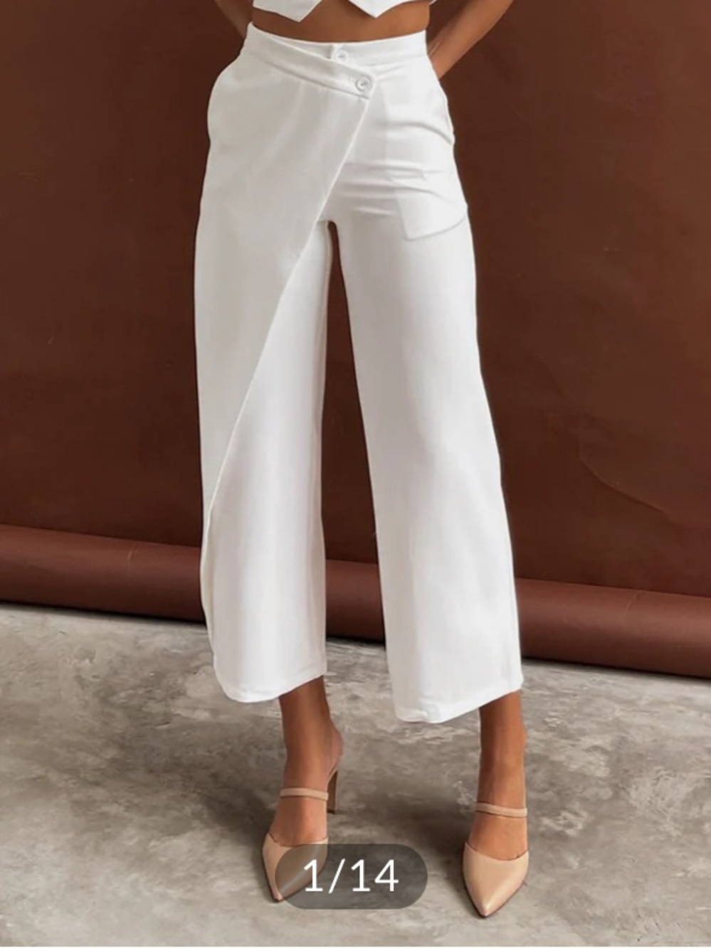 COMMENSE White Asymmetrical Straight-Leg Pants